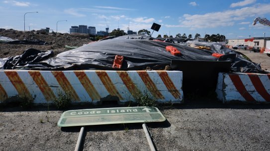 PFAS soil stockpiles near Footscray rd in Footscray in March.
