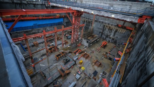 A West Gate Tunnel construction site in Footscray.
