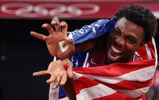 Noah Lyles after his bronze in the 200m