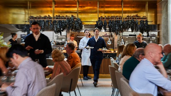 Josh Niland (centre) at the new Saint Peter, in Paddington’s Grand National Hotel.