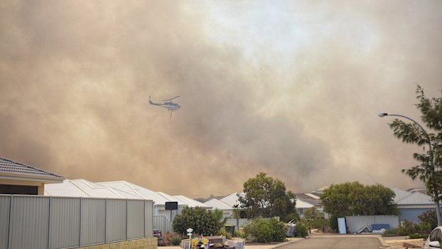 Water bombers battle the blaze in northern Yanchep. 