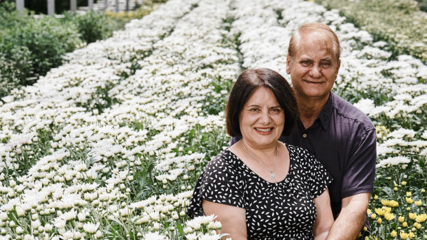Aldo and Joanne Vumbaca at their flower farm.