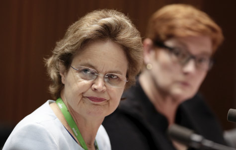 DFAT Secretary Frances Adamson and Foreign Affairs Minister Marise Payne during a Senate committee hearing this year.