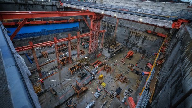 A West Gate Tunnel construction site in Footscray.