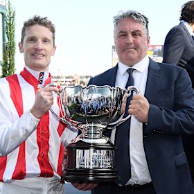 Silverware: Mark Zahra, left, and Anthony Freedman, right, at Caulfield.  