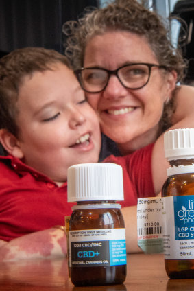 Aimee Sloan spends about $250 a month on CBD oil for her son Liam, 10.
