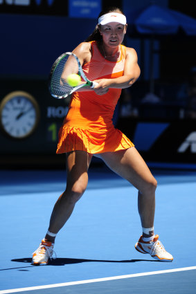 Peng Shuai playing in the Australian Open in Melbourne in 2011.
