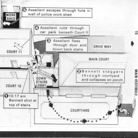 A sketch of the crime published in The Age in 1979.