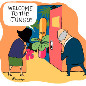 Parliament House's famed Monkey Pod group is welcoming new members. Illustration: Matt Golding
