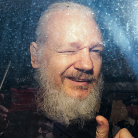 Julian Assange arrives at a British court in April.