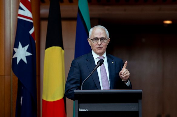 Former prime minister Malcolm Turnbull at the unveiling of his portrait.