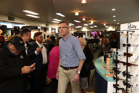 NSW Premier Dominic Perrottet on the campaign trail on Monday.