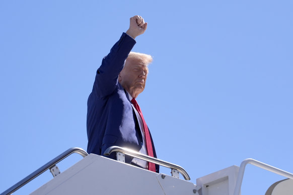 Republican presidential nominee former president Donald Trump leaving Las Vegas on September 14.