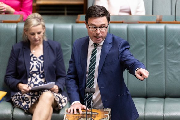 Nationals leader David Littleproud during question time at Parliament House on Monday.