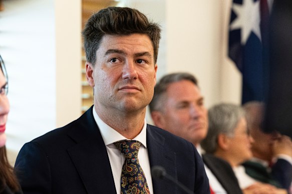 Sam Rae at the caucus meeting.