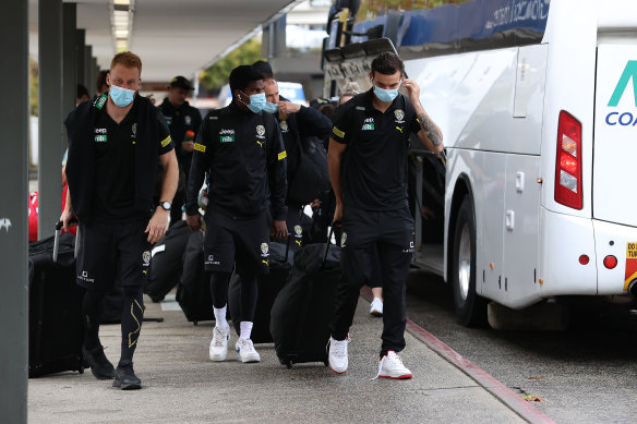 Richmond players seen at Melbourne Airport.