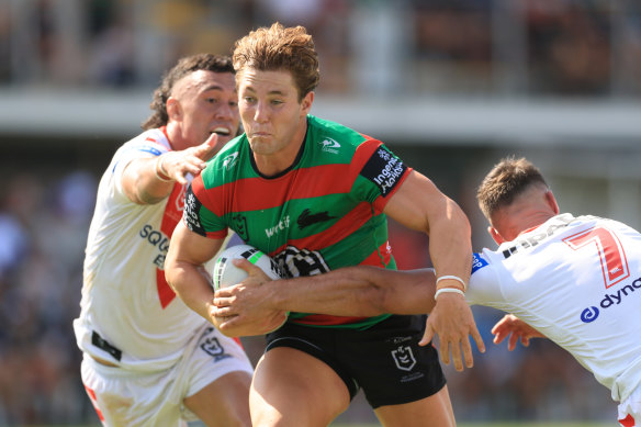Jamie Humphreys takes on the Dragons defence in Mudgee.