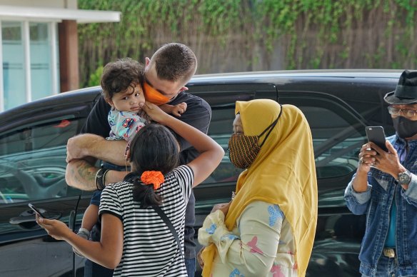 Passengers arrive at Ngurah Rai International Airport in Bali.