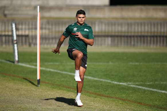 Latrell Mitchell returned to Souths training on Monday.