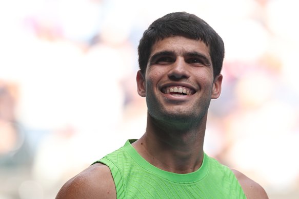 The smiling assassin: Spanish champion Carlos Alcaraz.