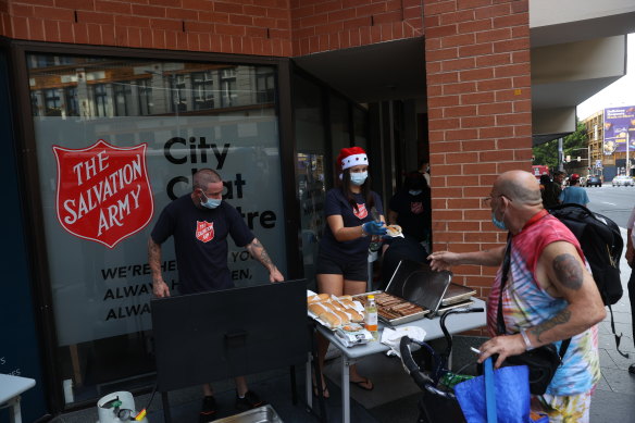 A Salvation Army Christmas sausage in Sydney in December.