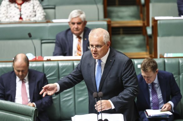 Prime Minister Scott Morrison during question time.