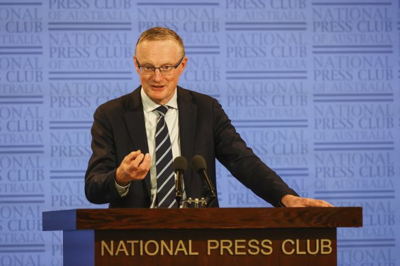 RBA governor Philip Lowe speaking at the National Press Club.