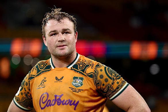 Harry Wilson of the Wallabies looks dejected at full-time. 