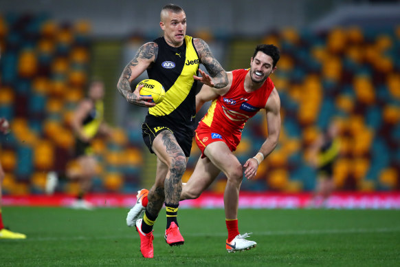 Dustin Martin on the burst for the Tigers.