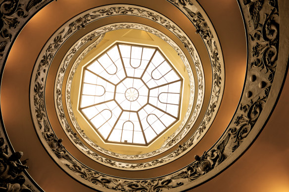 The famous spiral staircase at the exit of the Vatican museum.