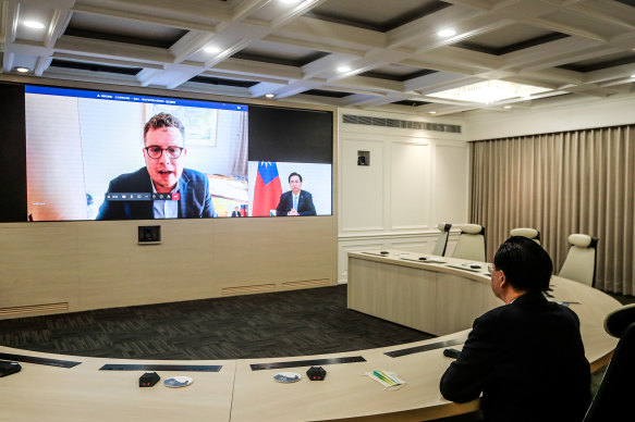 Taiwan’s Foreign Minister Joseph Wu during his interview with The Sydney Morning Herald and The Age. 