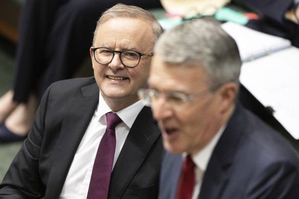 Prime Minister Anthony Albanese and Attorney-General Mark Dreyfus during Question Time on Wednesday.