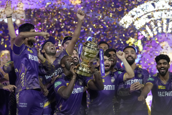 The Kolkata Knight Riders celebrate their IPL title triumph.