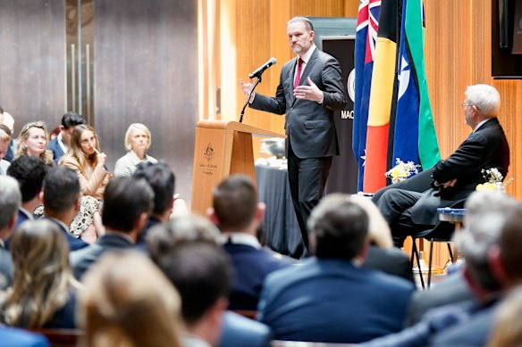 I giornalisti sono stati espulsi dal vertice per le domande e risposte di Jamieson Greer con l'ambasciatore australiano negli Stati Uniti Kevin Rudd.