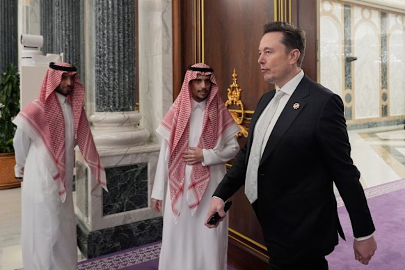Elon Musk leaves a lunch between 
Trump and Saudi Crown Prince Mohammed bin Salman.