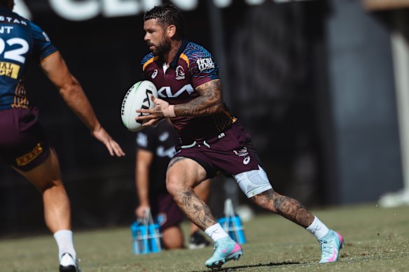 Adam Reynolds at Broncos training on Saturday.