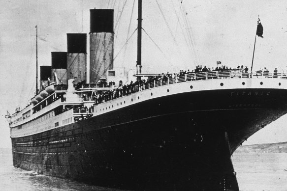 The Titanic leaving Queenstown (now Cobh) in Ireland in 1912.