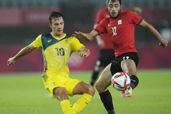 Denis Genreau in action for the Olyroos last July.
