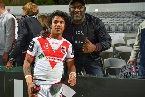 Sailor and his father Wendell Sailor after Tristan’s Dragons debut.