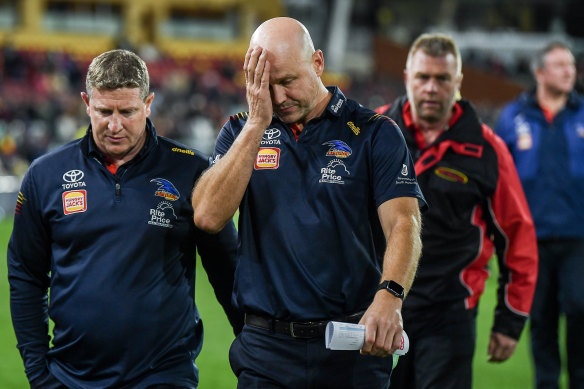 The pain of defeat for Adelaide coach Matthew Nicks.