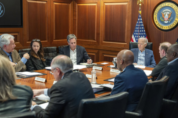 US President Joe Biden and members of his national security team receive an update on the attack.