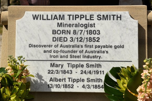 The new headstone of William Tipple Smith at his grave in Rookwood Cemetery.