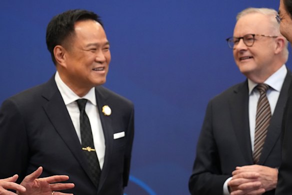 Thai leader Anutin Charnvirakul with Prime Minister Anthony Albanese.