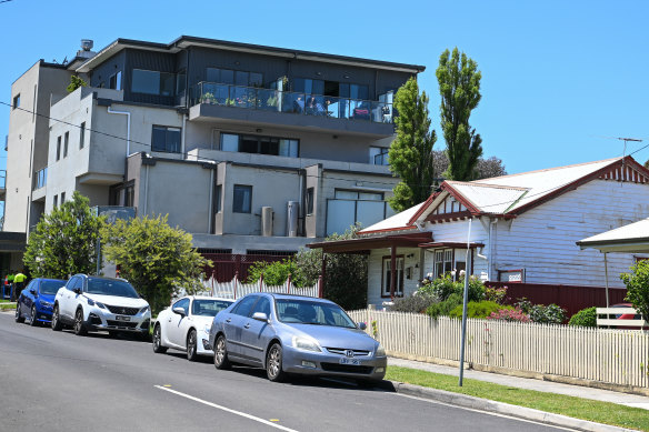 Apartments and townhouses are replacing old homes.