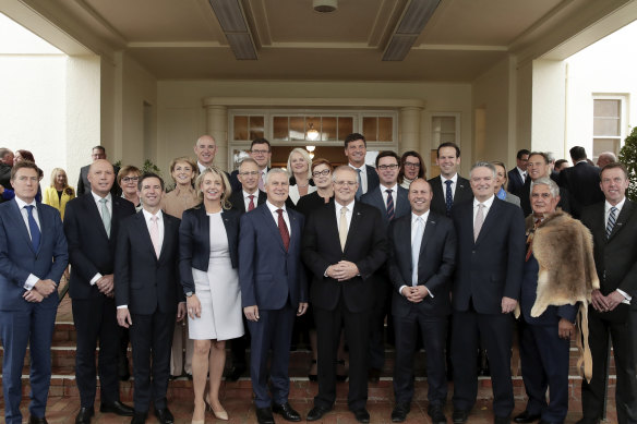 Prime Minister Scott Morrison with his cabinet in 2019.