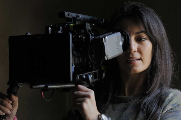Film director Maryam Touzani working on her film Adam.
