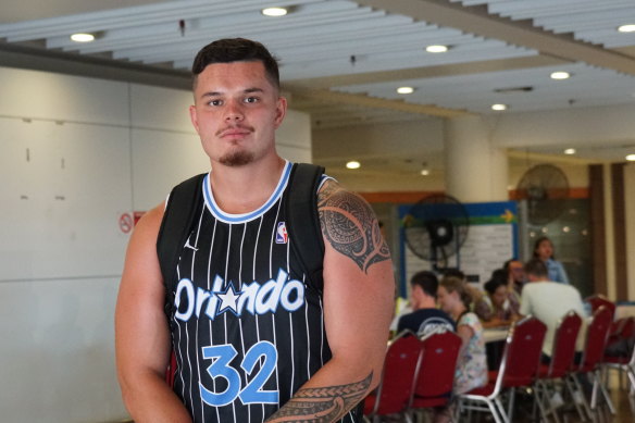 Dylan Glassie, from Queensland, waiting at Denpasar airport. He needs to get home for his mother’s 50th birthday celebration. 