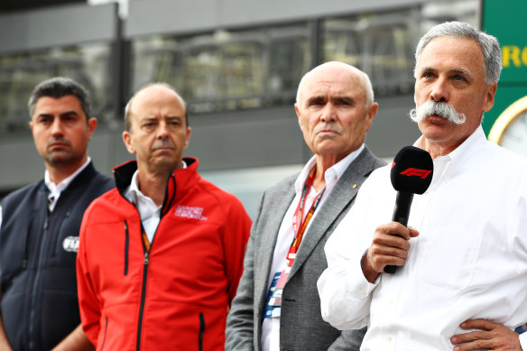 Chase Carey (right), the CEO and executive chairman of the Formula One Group.