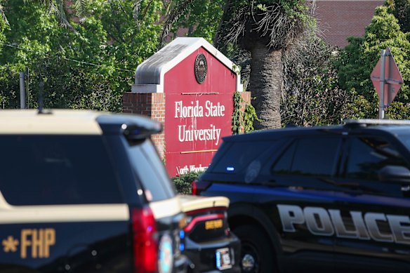 Police at the scene of the shooting in  Tallahassee.