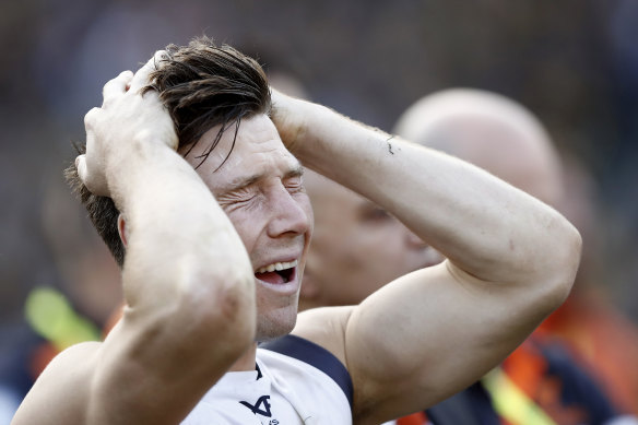 Toby Greene could not hide his anguish after the Giants were demolished by Richmond on Saturday.